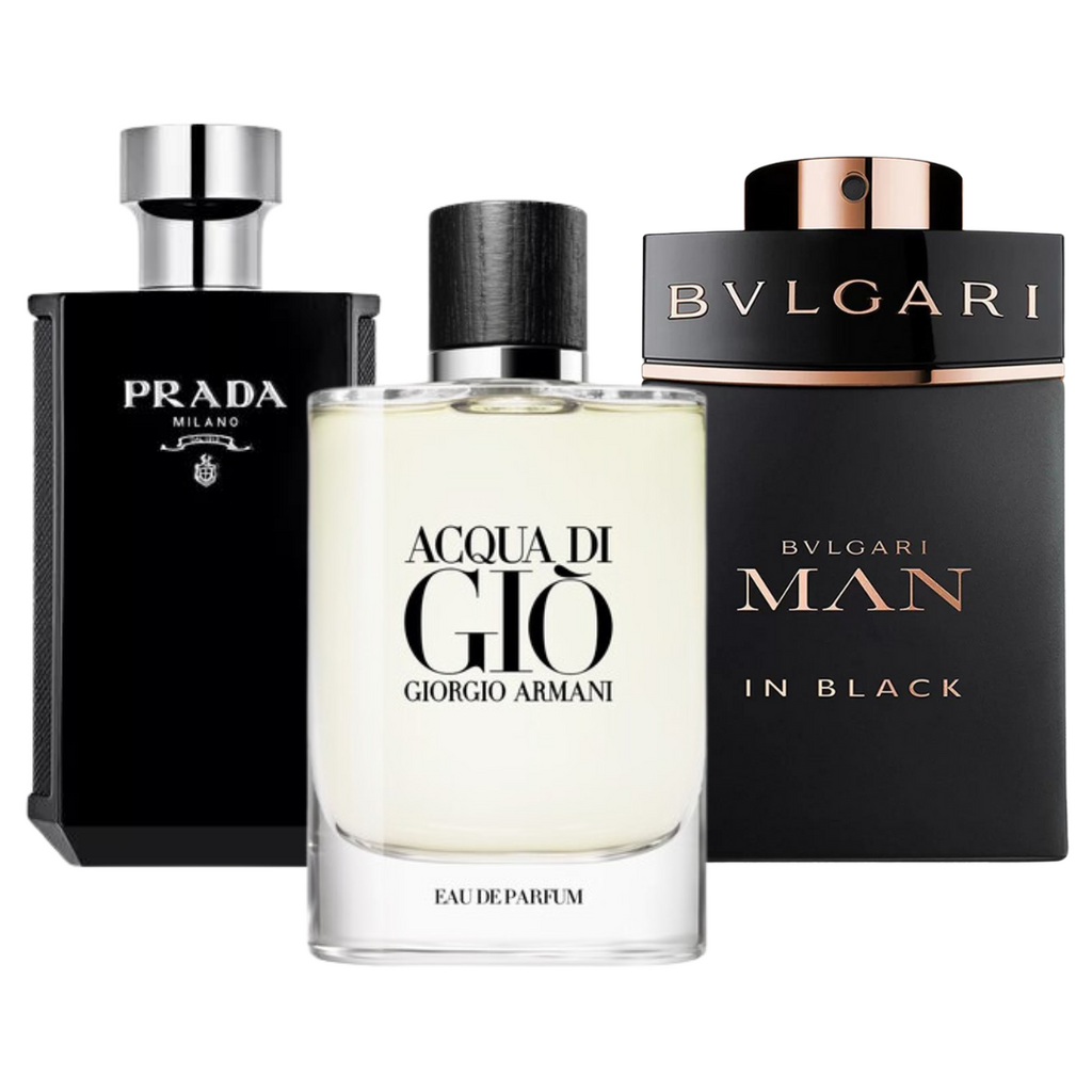 BLACK FRIDAY 3-DUFT-SET: Bvlgari In Black, Giorgio Armani Acqua Di Gio und L'Homme Prada Intense – 100 ml