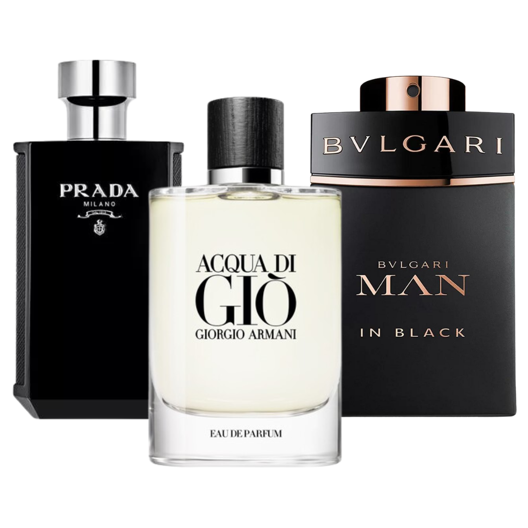 BLACK FRIDAY 3-DUFT-SET: Bvlgari In Black, Giorgio Armani Acqua Di Gio und L'Homme Prada Intense – 100 ml